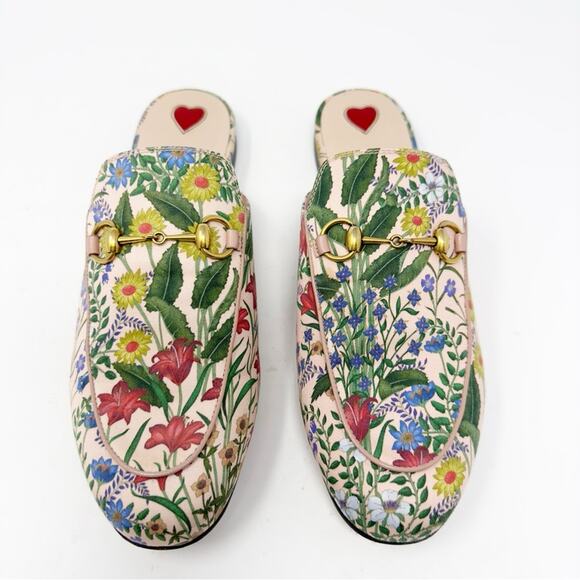 Gucci Princetown Flora Floral Horsebit Mules Loafers Size 38 - Picture 4 of 10